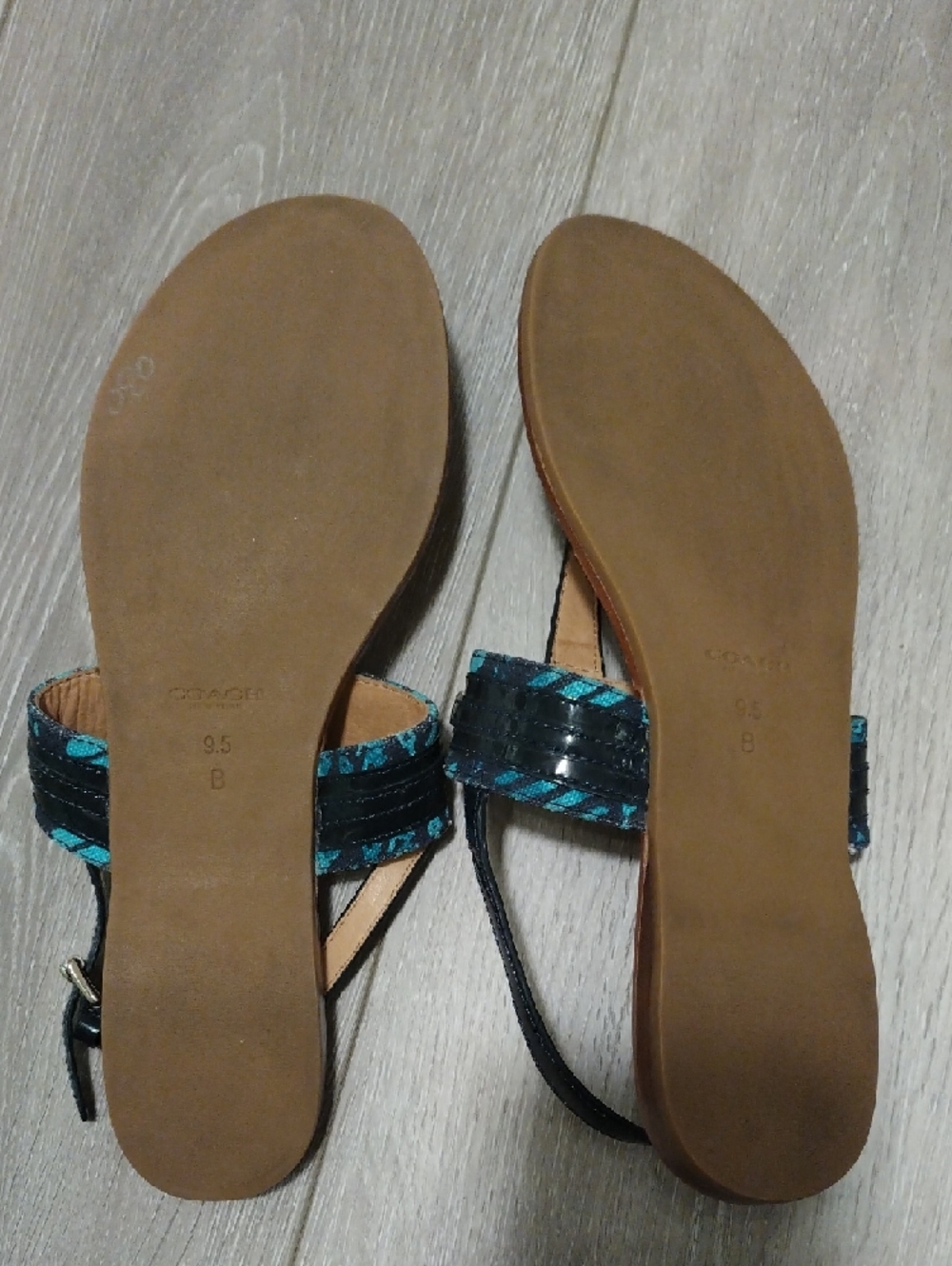 Coach Women’s Teal & Black Sandals - Picture 14 of 17